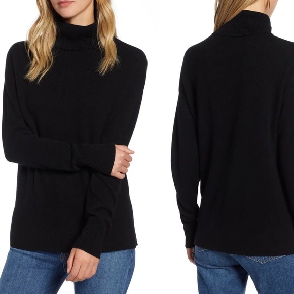 Halogen Cashmere Turtleneck Black Sweater Size Small - Picture 1 of 9